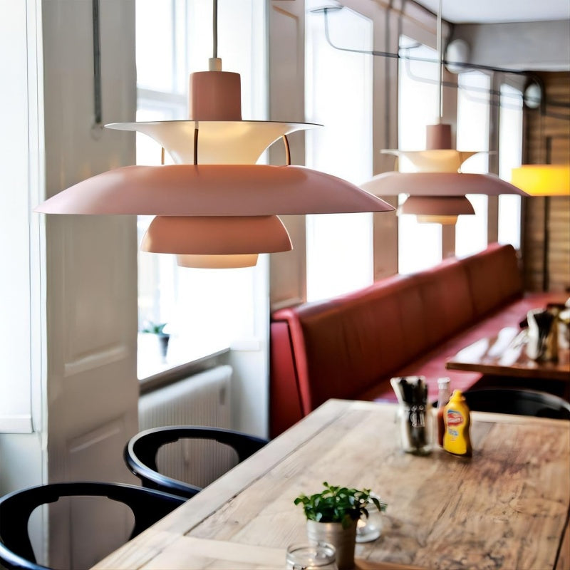 Dänische Pendelleuchte aus Metall – Klassische mehrschichtige Lampenschirmlampe fürs Schlafzimmer