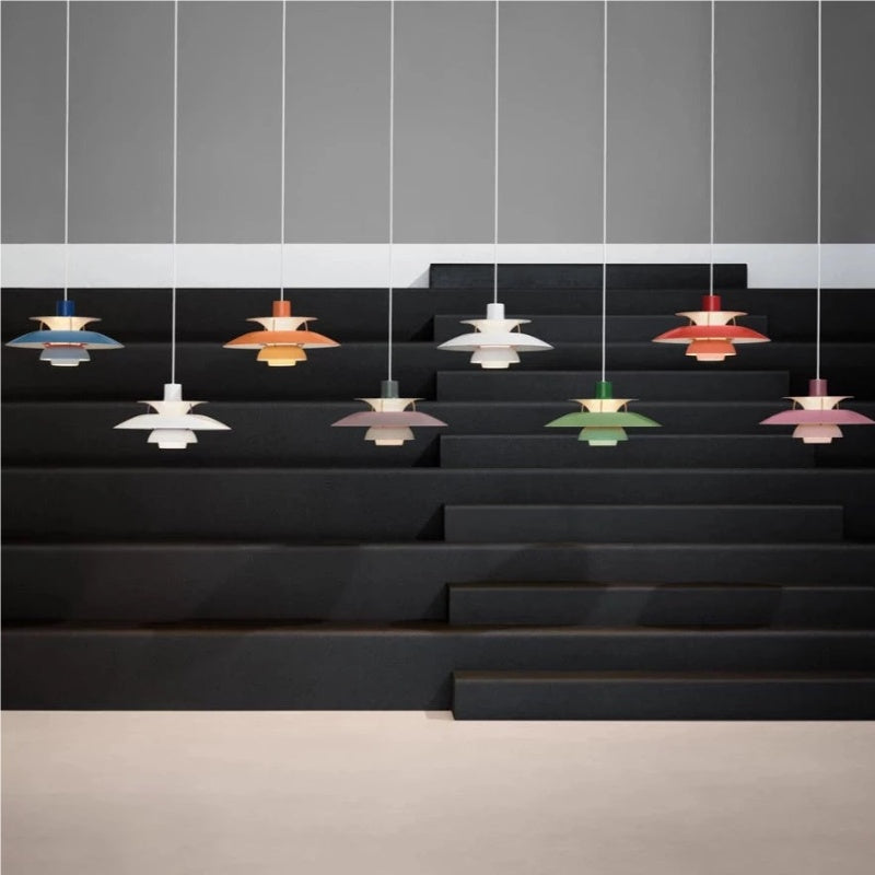 Danish Metal Pendant Light - Classic Multilayer Shade Lamp for Bedroom