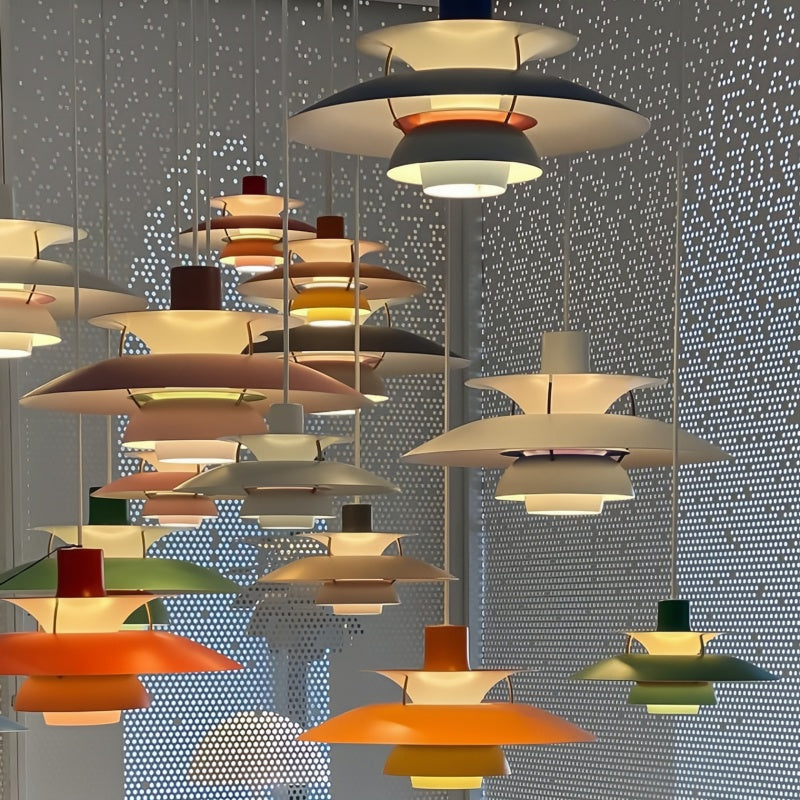 Danish Metal Pendant Light - Classic Multilayer Shade Lamp for Bedroom