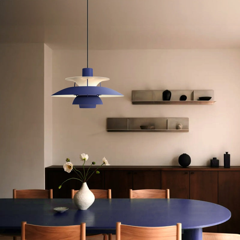 Danish Metal Pendant Light - Classic Multilayer Shade Lamp for Bedroom