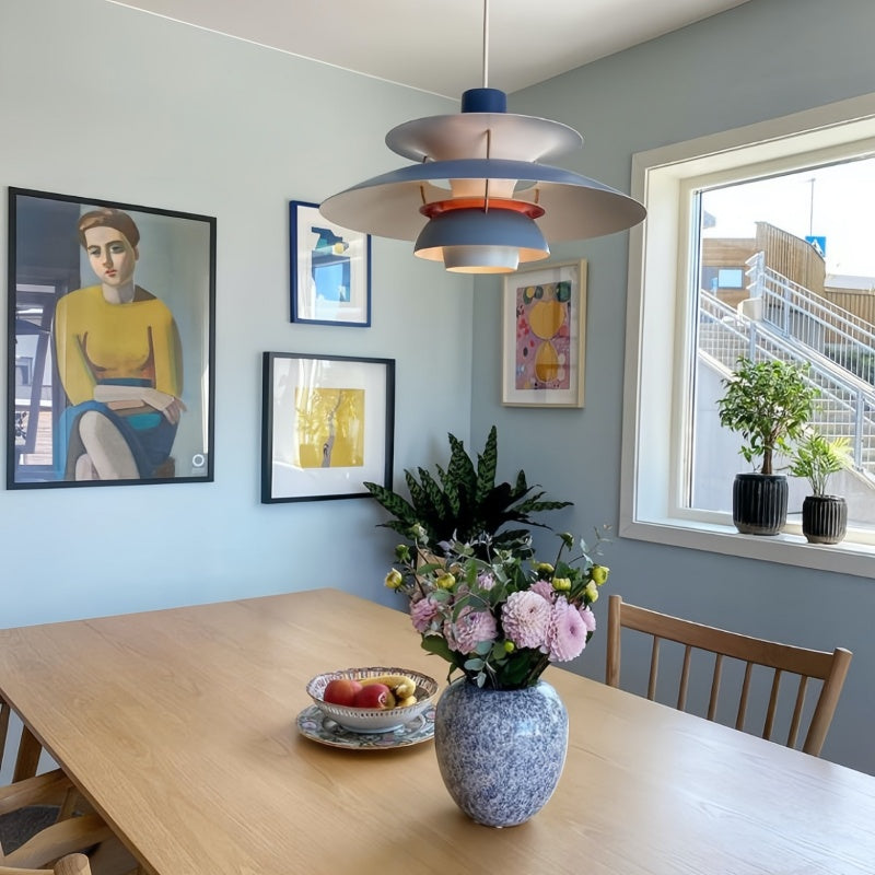 Danish Metal Pendant Light - Classic Multilayer Shade Lamp for Bedroom