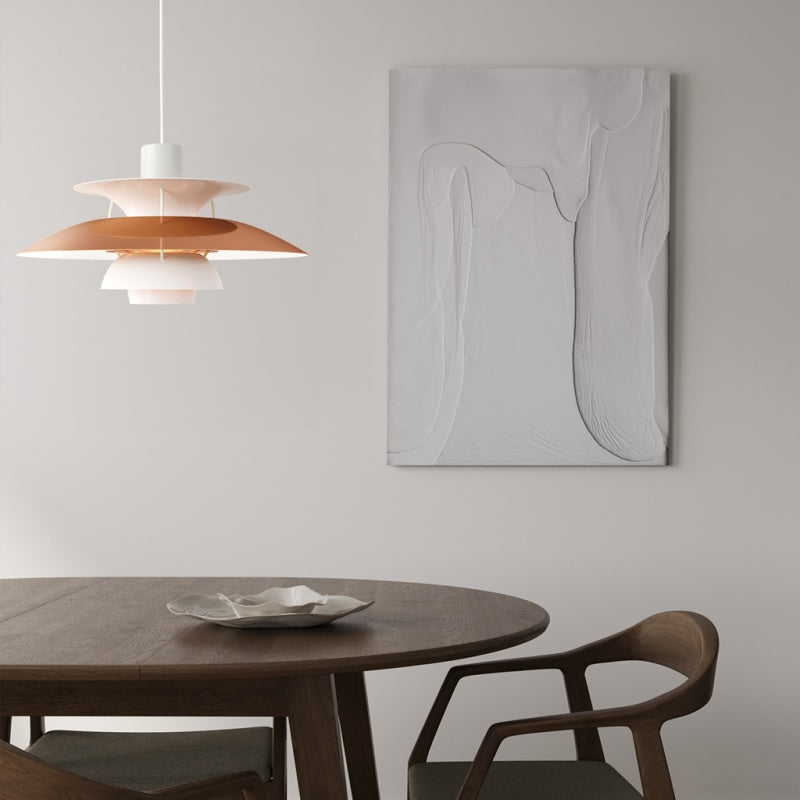 Dänische Pendelleuchte aus Metall – Klassische mehrschichtige Lampenschirmlampe fürs Schlafzimmer