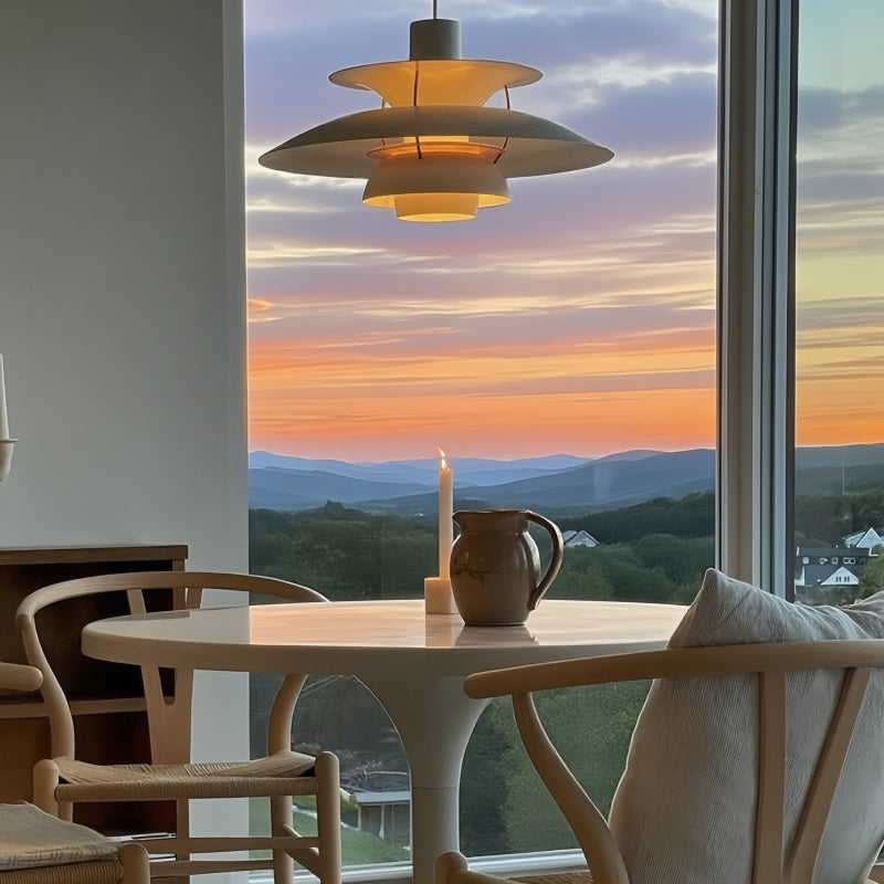 Danish Metal Pendant Light - Classic Multilayer Shade Lamp for Bedroom