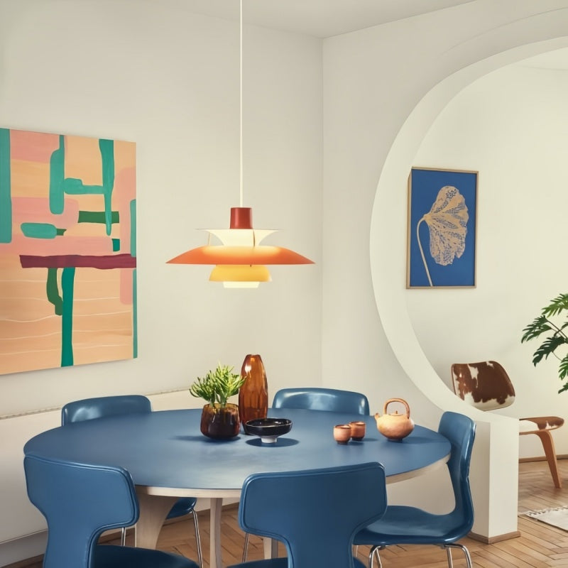 Danish Metal Pendant Light - Classic Multilayer Shade Lamp for Bedroom