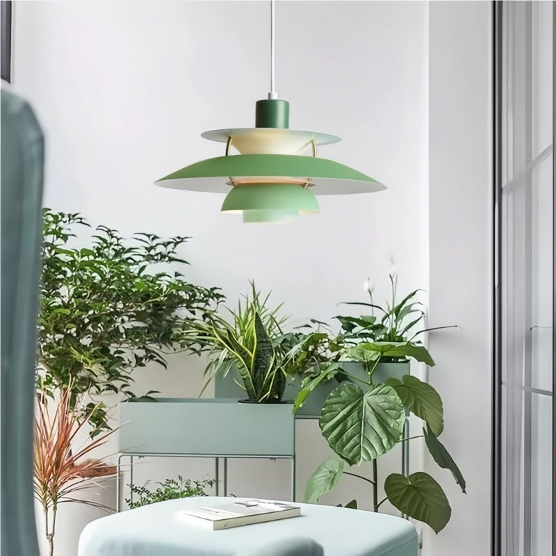 Dänische Pendelleuchte aus Metall – Klassische mehrschichtige Lampenschirmlampe fürs Schlafzimmer