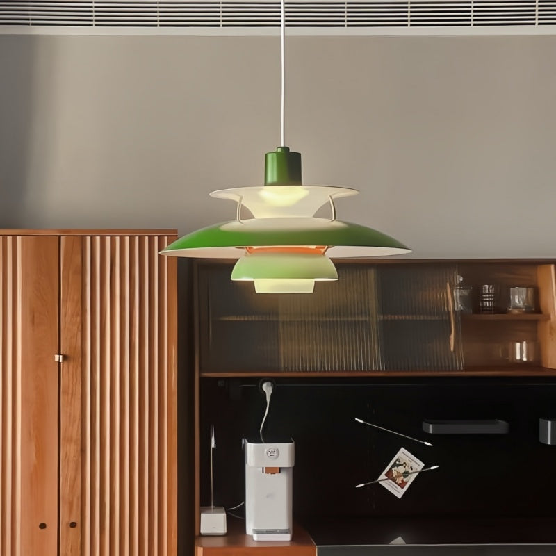 Dänische Pendelleuchte aus Metall – Klassische mehrschichtige Lampenschirmlampe fürs Schlafzimmer
