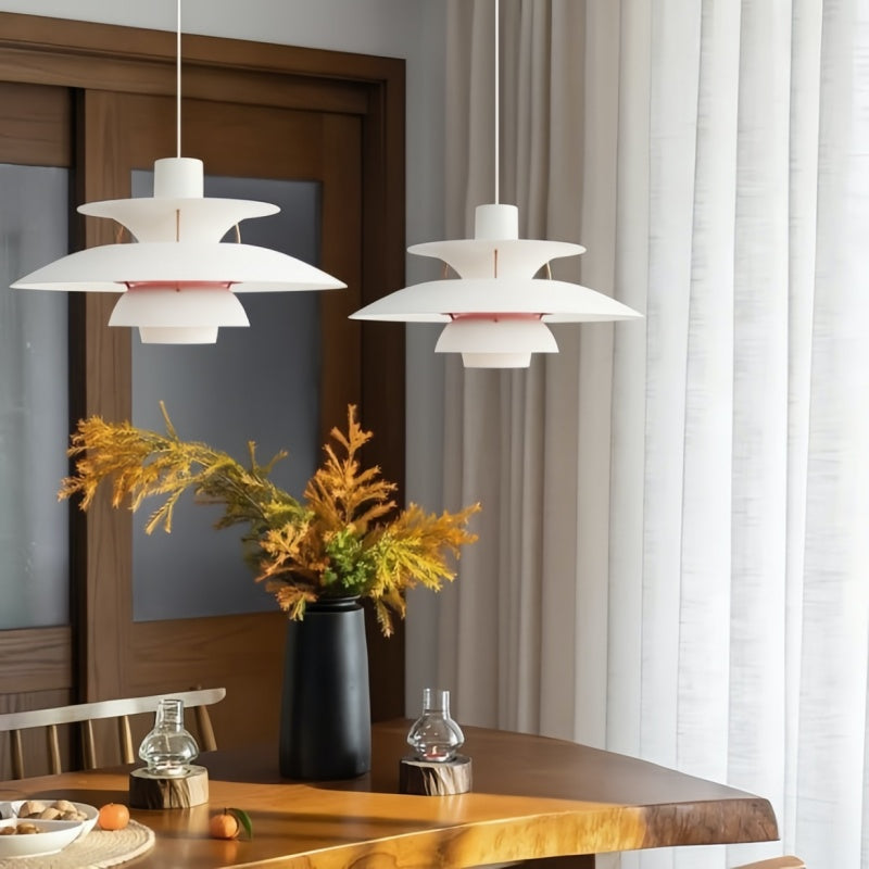 Dänische Pendelleuchte aus Metall – Klassische mehrschichtige Lampenschirmlampe fürs Schlafzimmer
