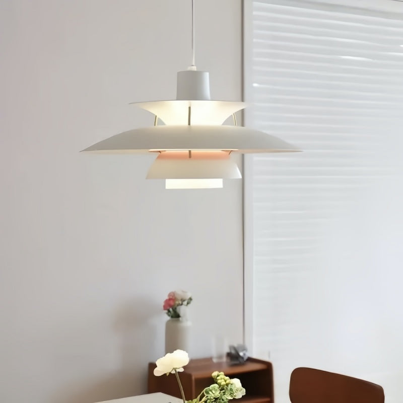 Dänische Pendelleuchte aus Metall – Klassische mehrschichtige Lampenschirmlampe fürs Schlafzimmer