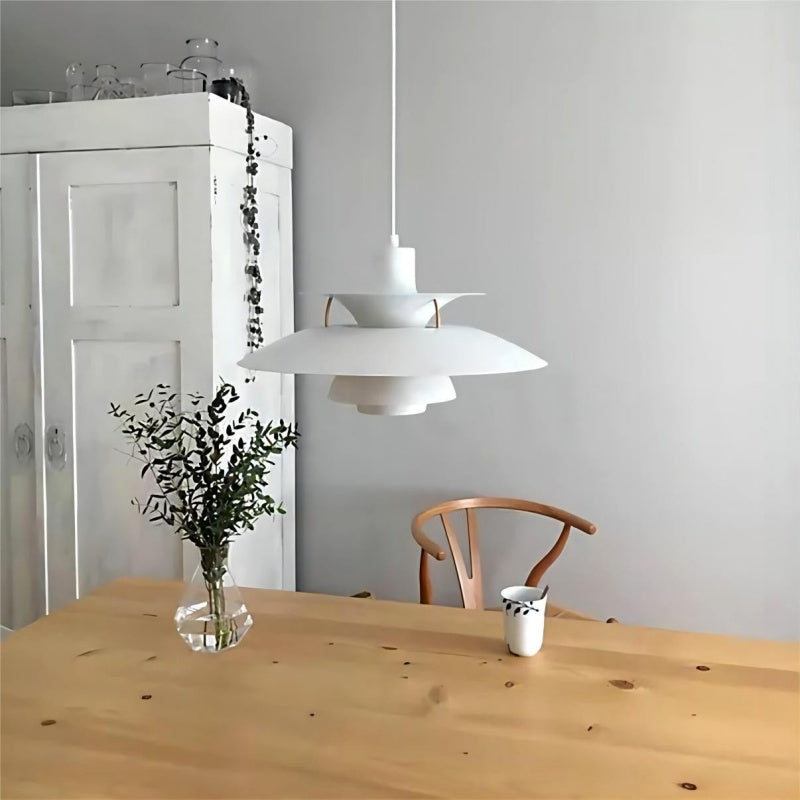 Dänische Pendelleuchte aus Metall – Klassische mehrschichtige Lampenschirmlampe fürs Schlafzimmer