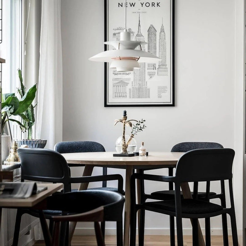 Danish Metal Pendant Light - Classic Multilayer Shade Lamp for Bedroom