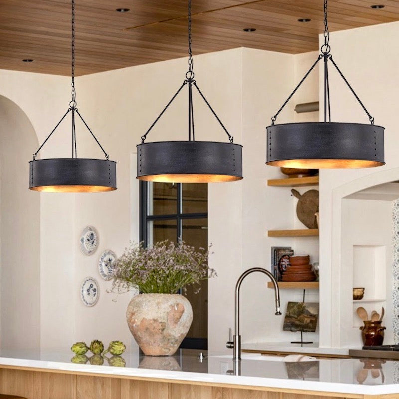 Industrial Cage Drum Pendant Light For Dinning Room
