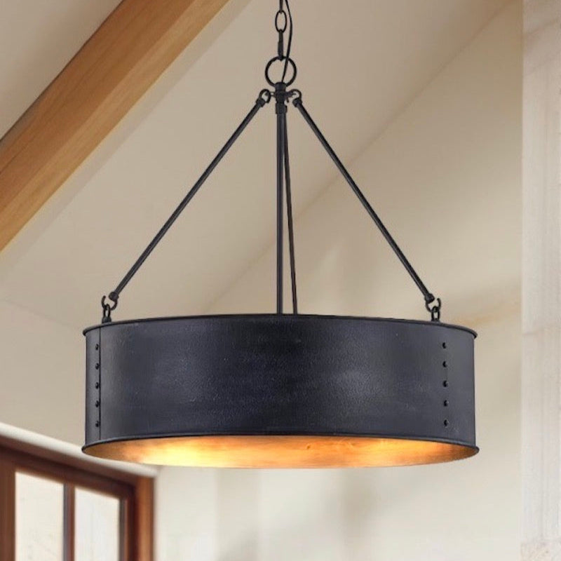 Industrial Cage Drum Pendant Light For Dinning Room
