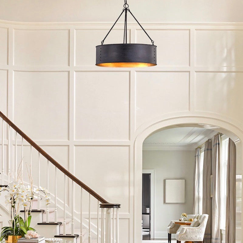 Industrial Cage Drum Pendant Light For Dinning Room