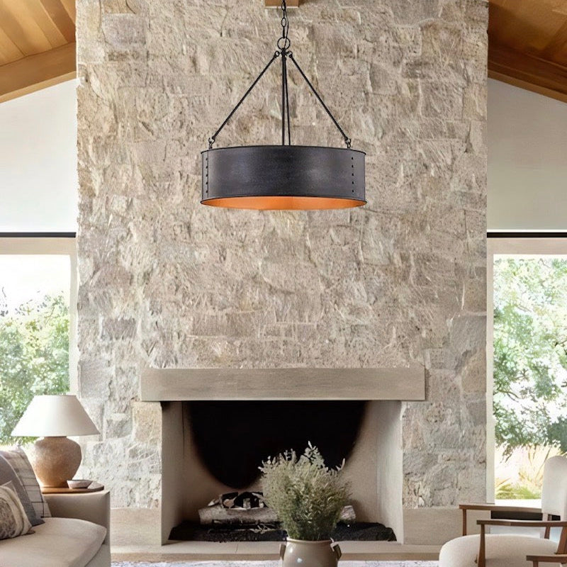 Industrial Cage Drum Pendant Light For Dinning Room