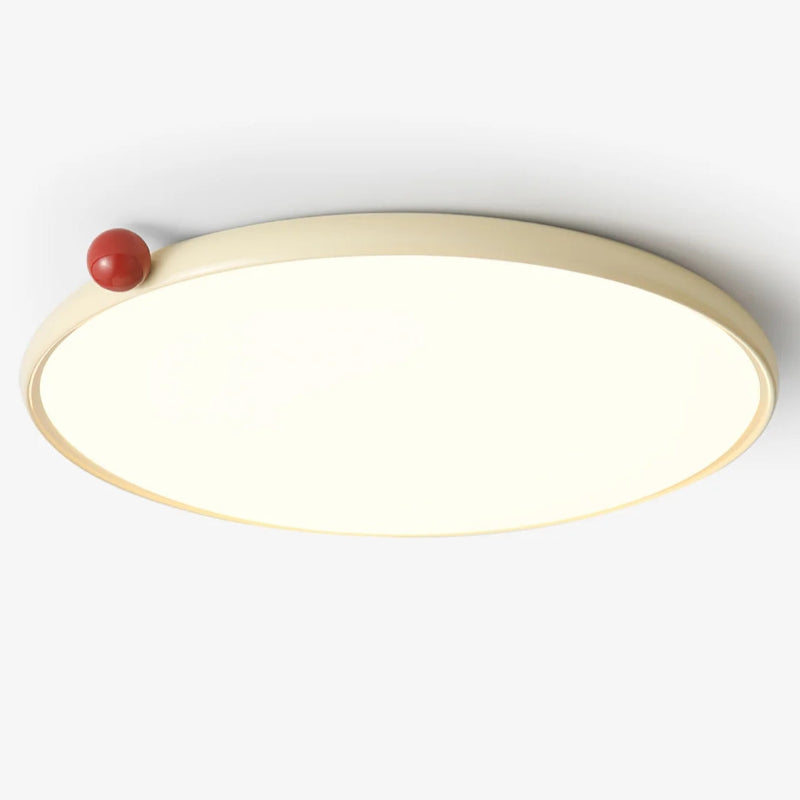 Minimalistische cremefarbene Deckenlampe mit dünner Scheibe