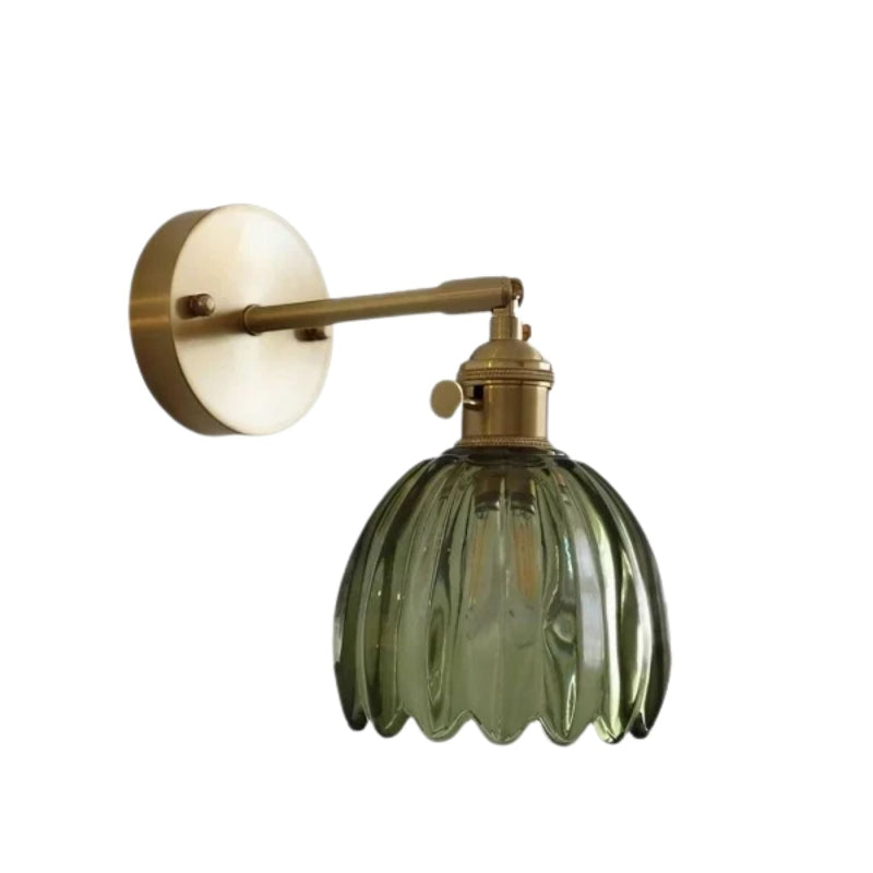 Glasblume in Vintage-Tulpenform Wandleuchte