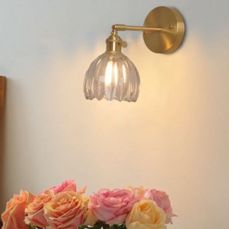 Glasblume in Vintage-Tulpenform Wandleuchte