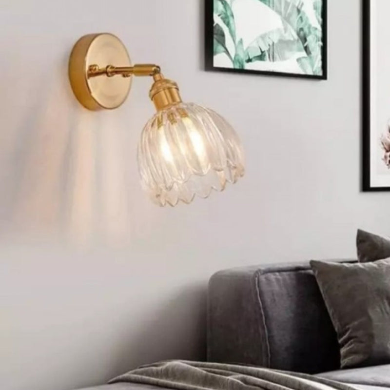 Glasblume in Vintage-Tulpenform Wandleuchte