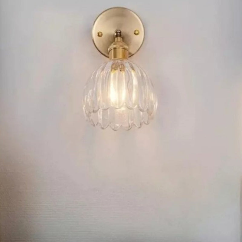 Glasblume in Vintage-Tulpenform Wandleuchte
