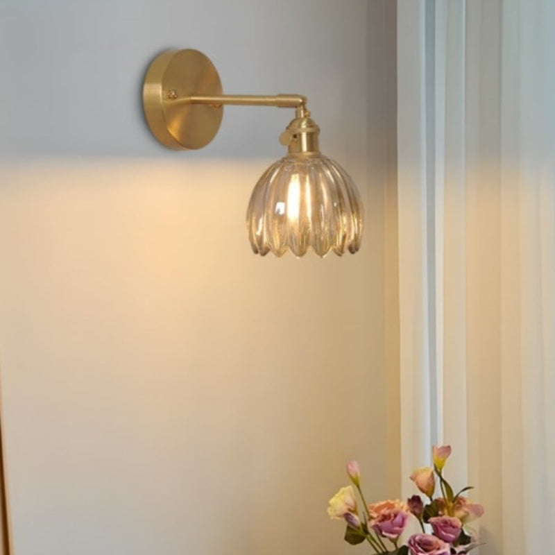 Glasblume in Vintage-Tulpenform Wandleuchte