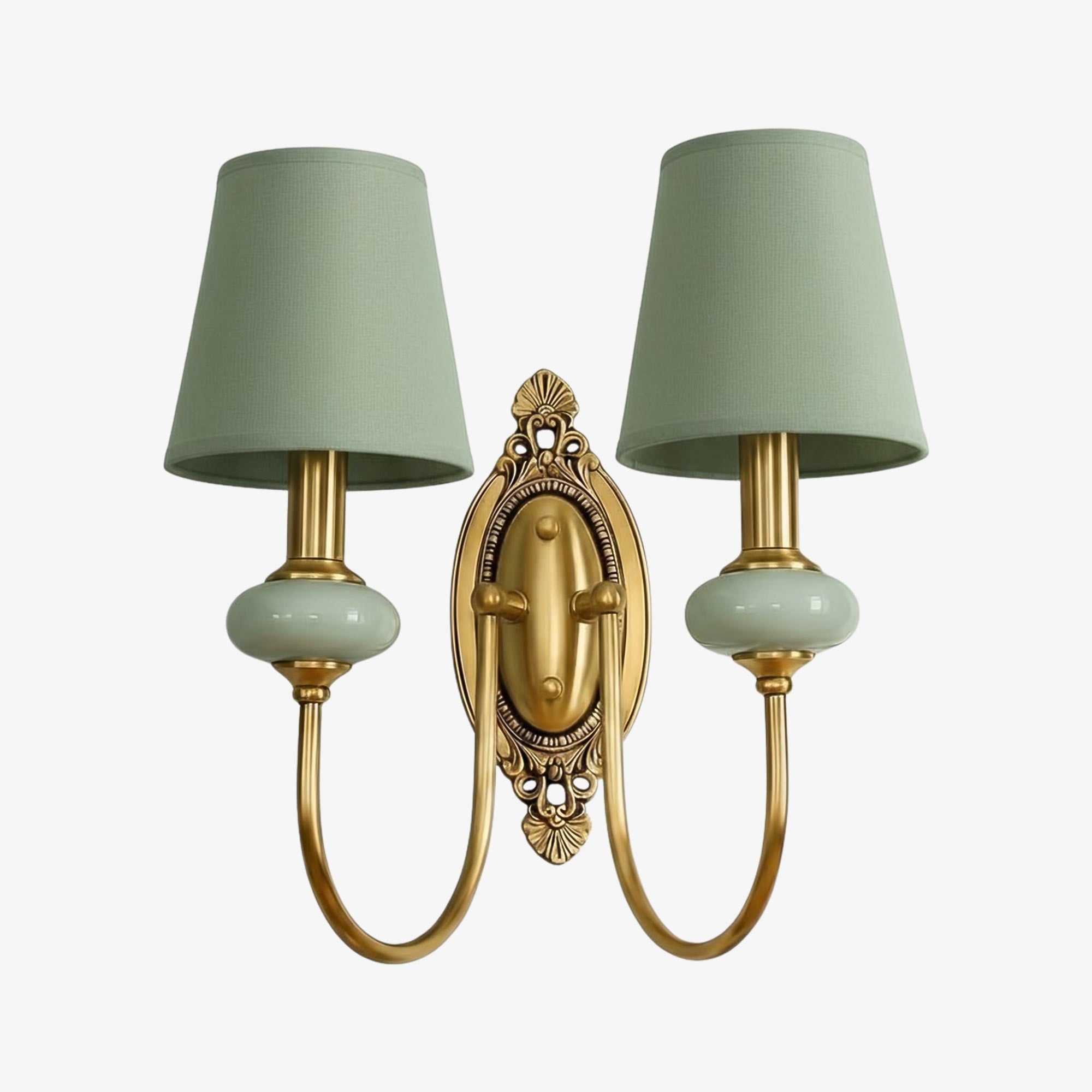 Rowanea Ceramic Wall Sconce with Fabric Shade and Metal Finish - Farmhouse Modern Hallway Light