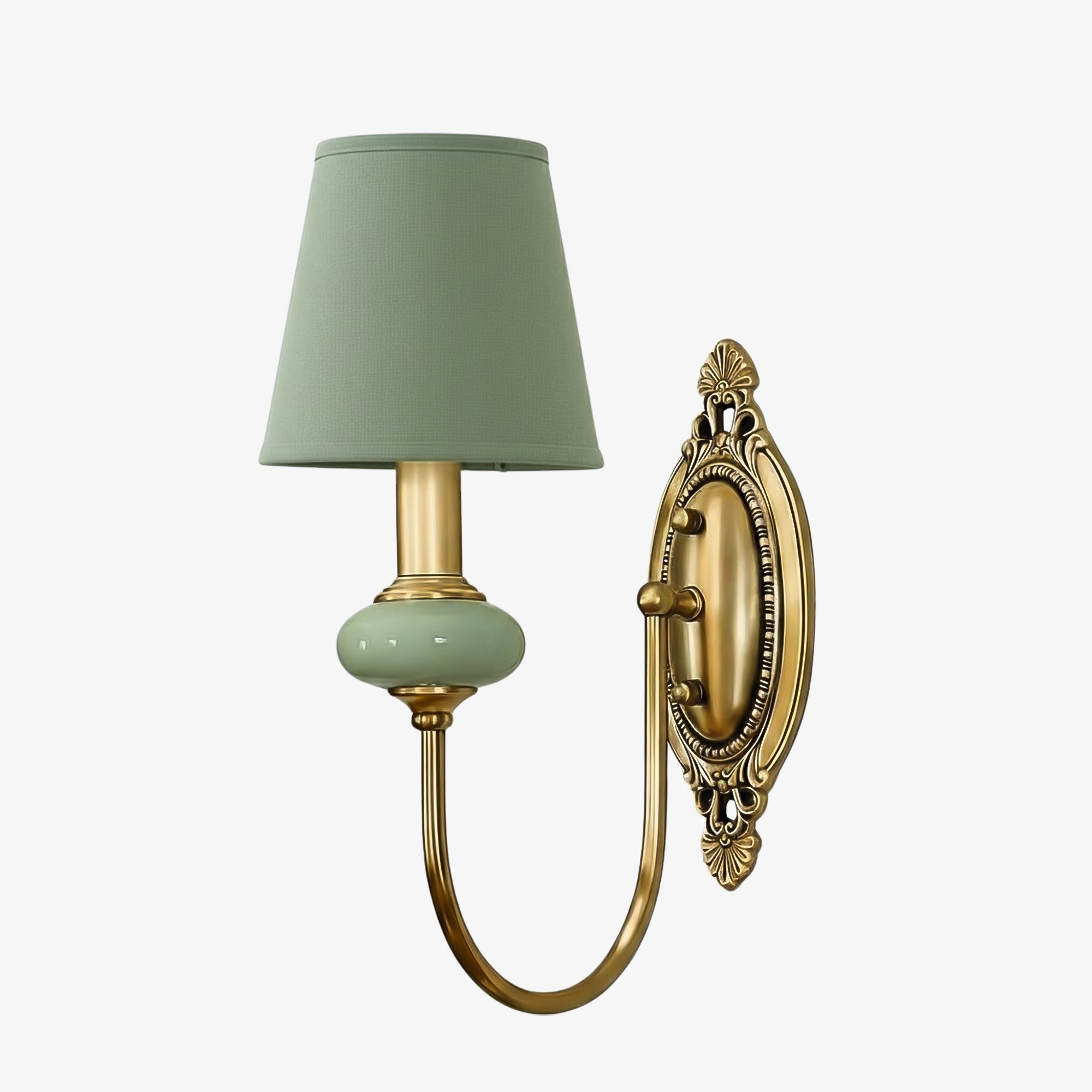 Rowanea Ceramic Wall Sconce with Fabric Shade and Metal Finish - Farmhouse Modern Hallway Light