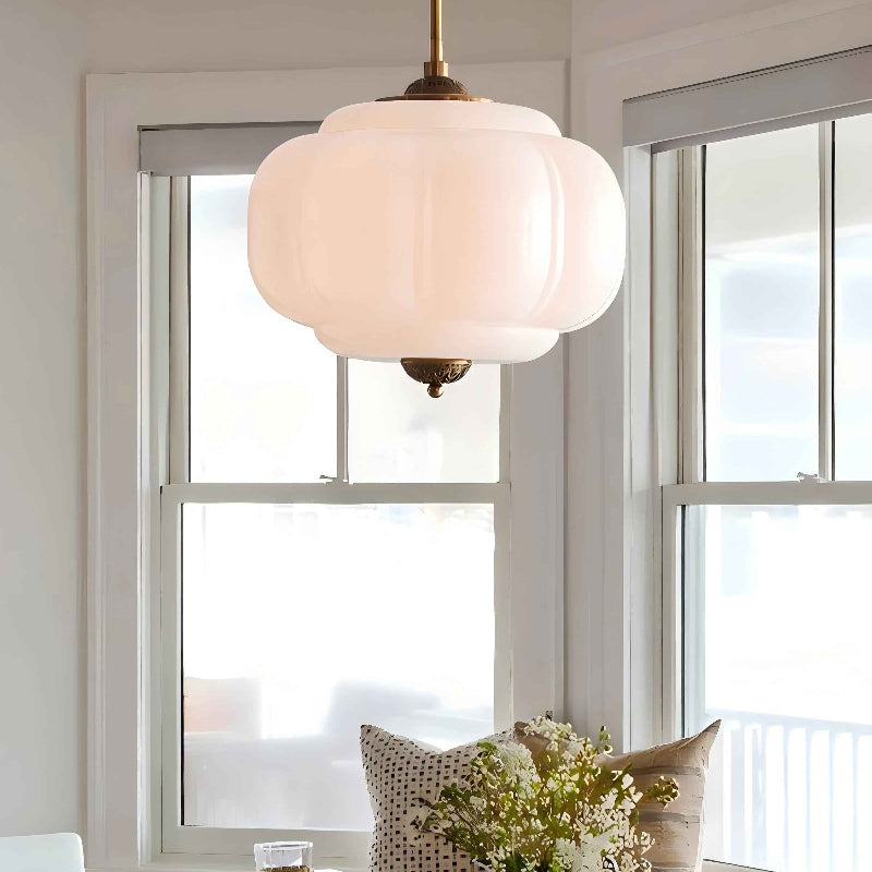 Vintage Milk Glass Eloise Semi-Flush Mount Pendant Light