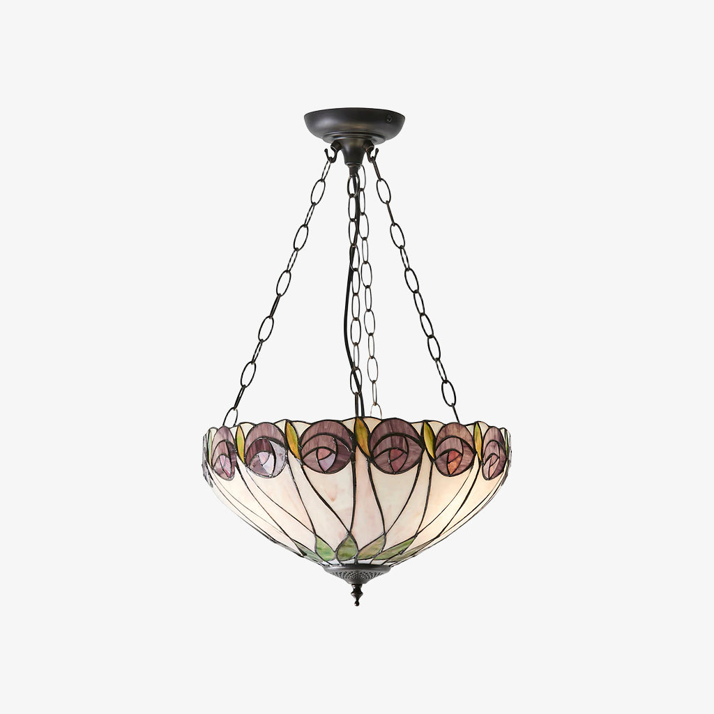 TF Hutchinson Tiffany Pendant - Inverted Art Glass Adjustable Pendant Light for Home