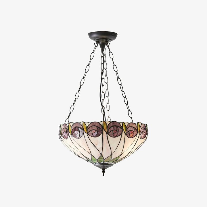 TF Hutchinson Tiffany Pendant - Inverted Art Glass Adjustable Pendant Light for Home