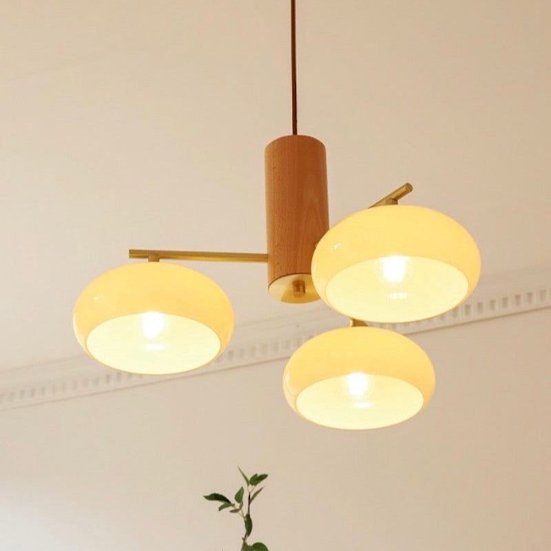 Glass Multi-Light Rustic Log Medieval Chandelier