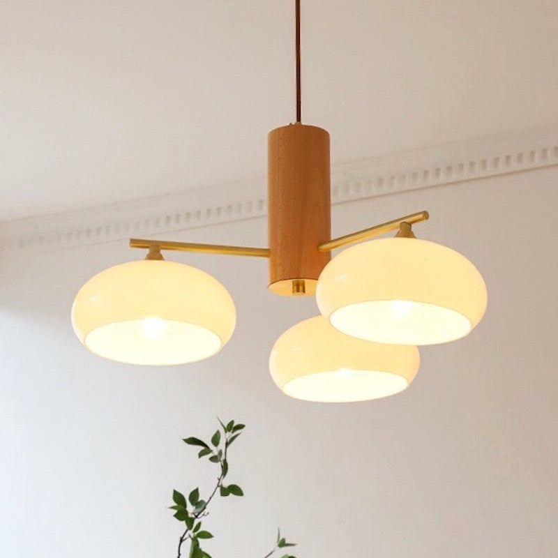 Glass Multi-Light Rustic Log Medieval Chandelier