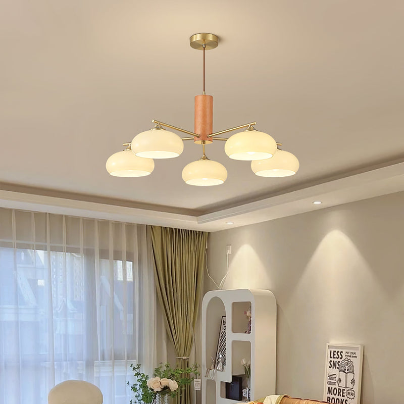 Glass Multi-Light Rustic Log Medieval Chandelier