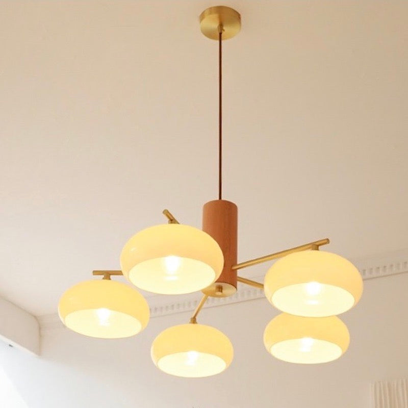 Glass Multi-Light Rustic Log Medieval Chandelier