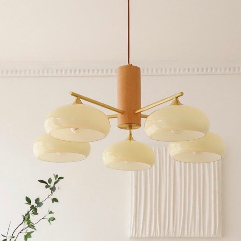 Glass Multi-Light Rustic Log Medieval Chandelier