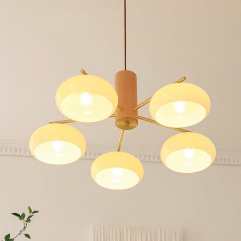 Glass Multi-Light Rustic Log Medieval Chandelier