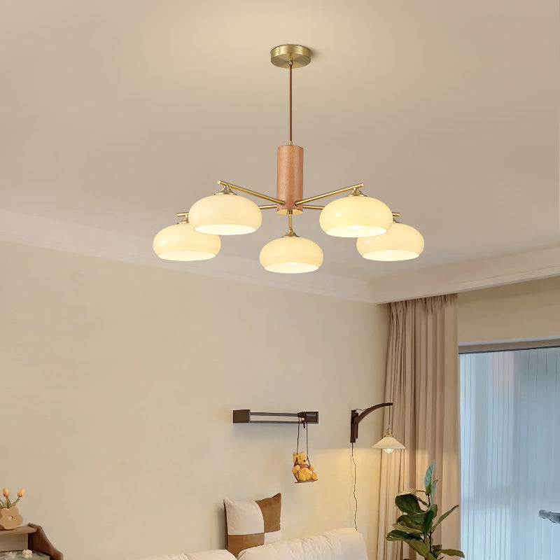 Glass Multi-Light Rustic Log Medieval Chandelier