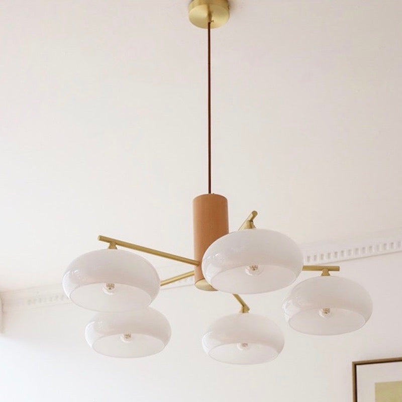 Glass Multi-Light Rustic Log Medieval Chandelier