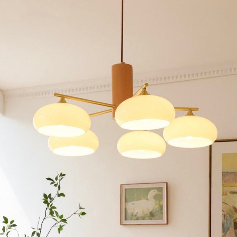 Glass Multi-Light Rustic Log Medieval Chandelier