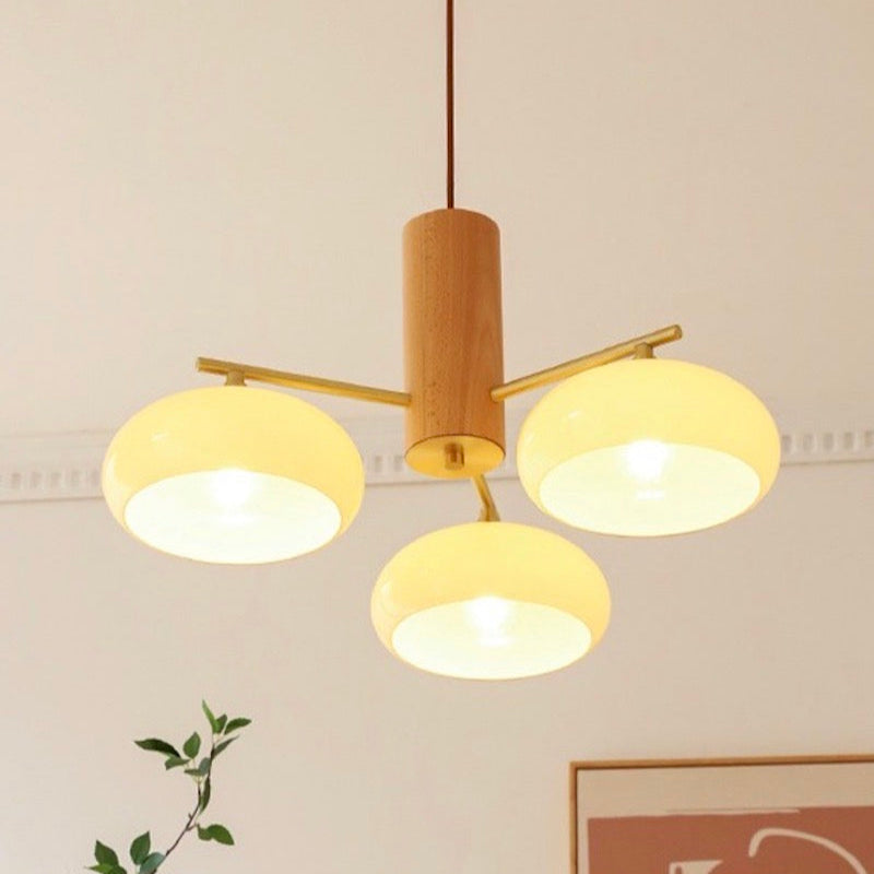 Glass Multi-Light Rustic Log Medieval Chandelier