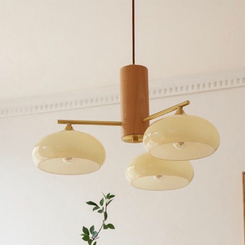 Glass Multi-Light Rustic Log Medieval Chandelier