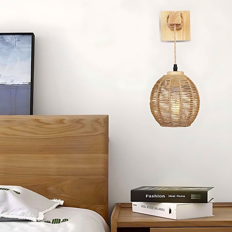 Natural Handmade Bamboo Ball Wall Lamp
