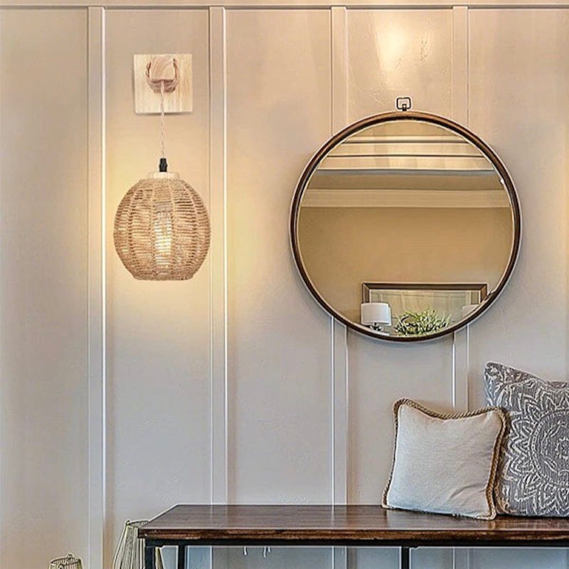 Natural Handmade Bamboo Ball Wall Lamp