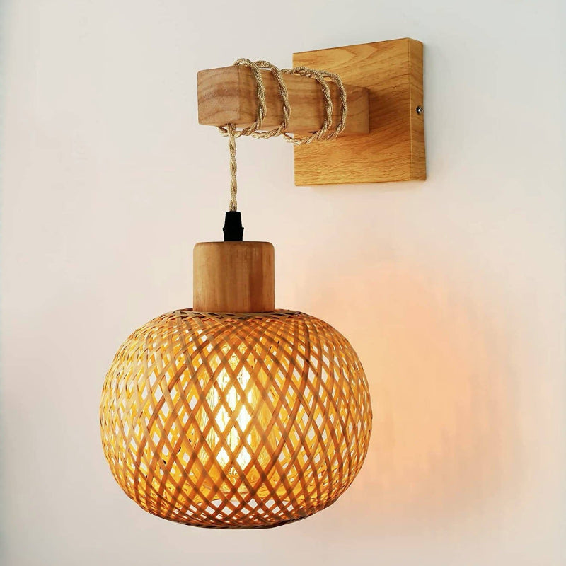 Natural Handmade Bamboo Ball Wall Lamp