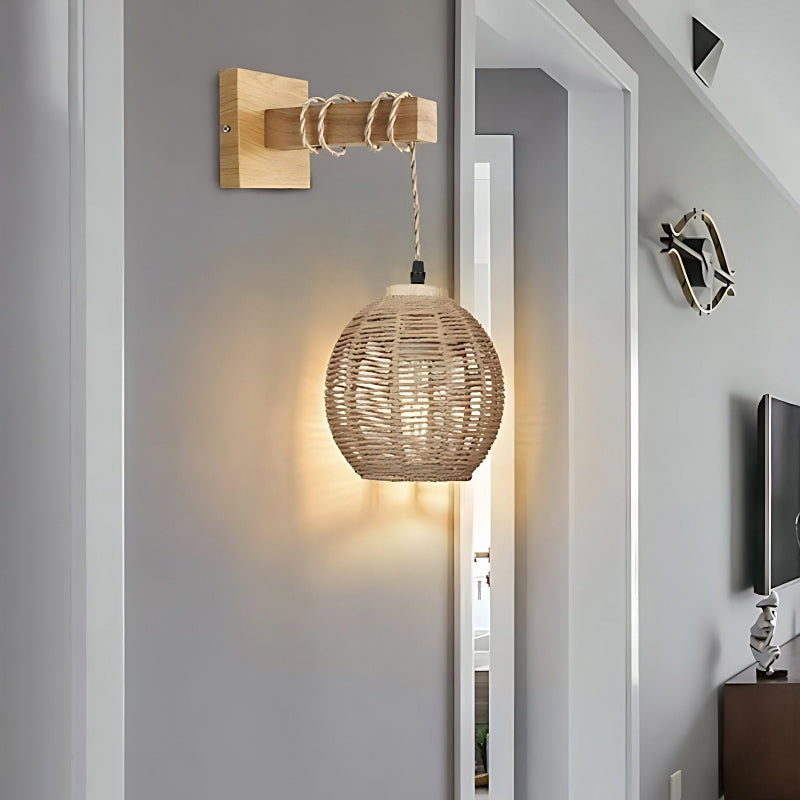 Natural Handmade Bamboo Ball Wall Lamp