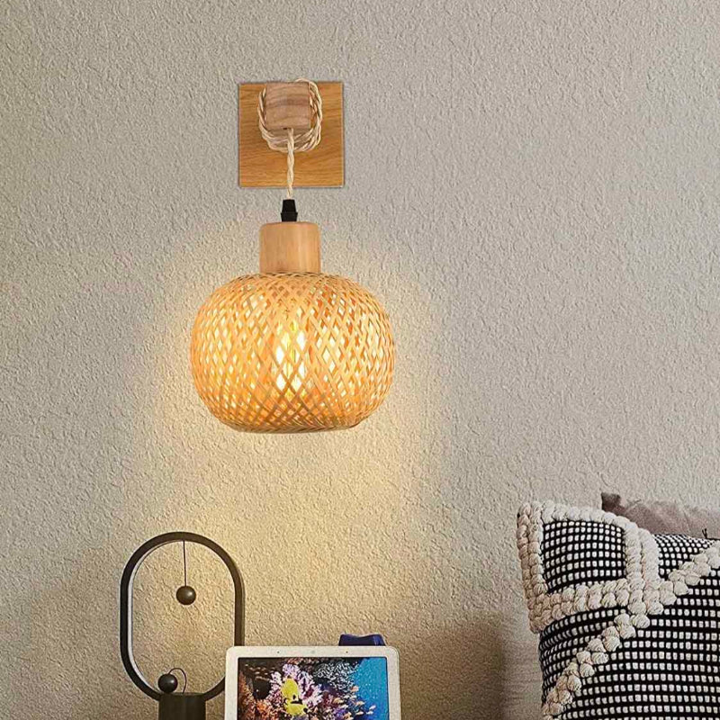 Natural Handmade Bamboo Ball Wall Lamp