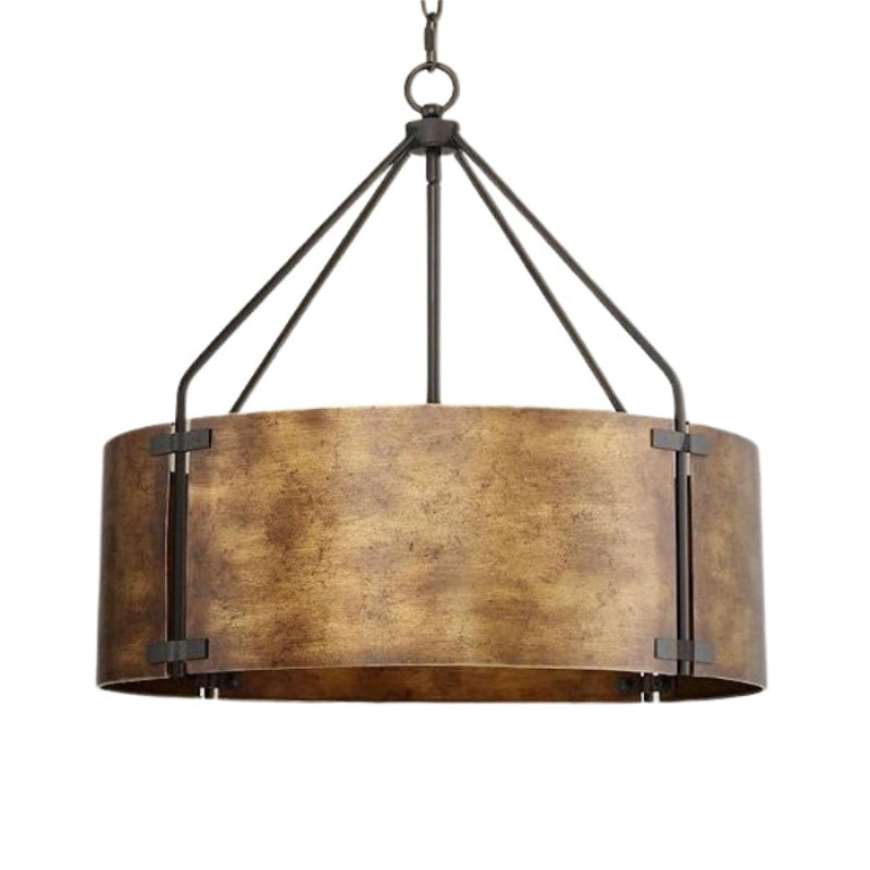 Drum Retro Industrial Hollow Design Pendant Light