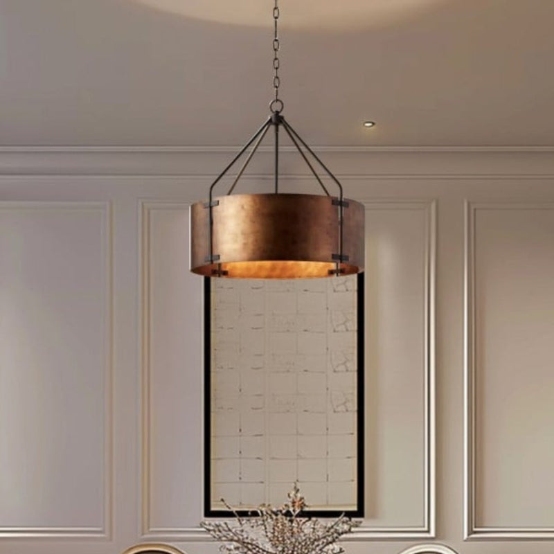 Drum Retro Industrial Hollow Design Pendant Light