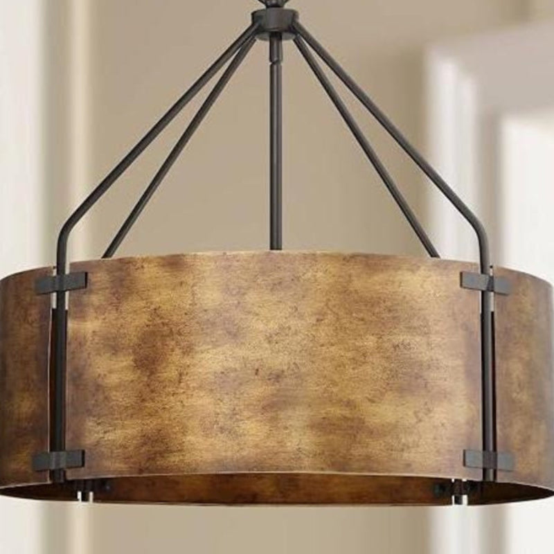 Drum Retro Industrial Hollow Design Pendant Light