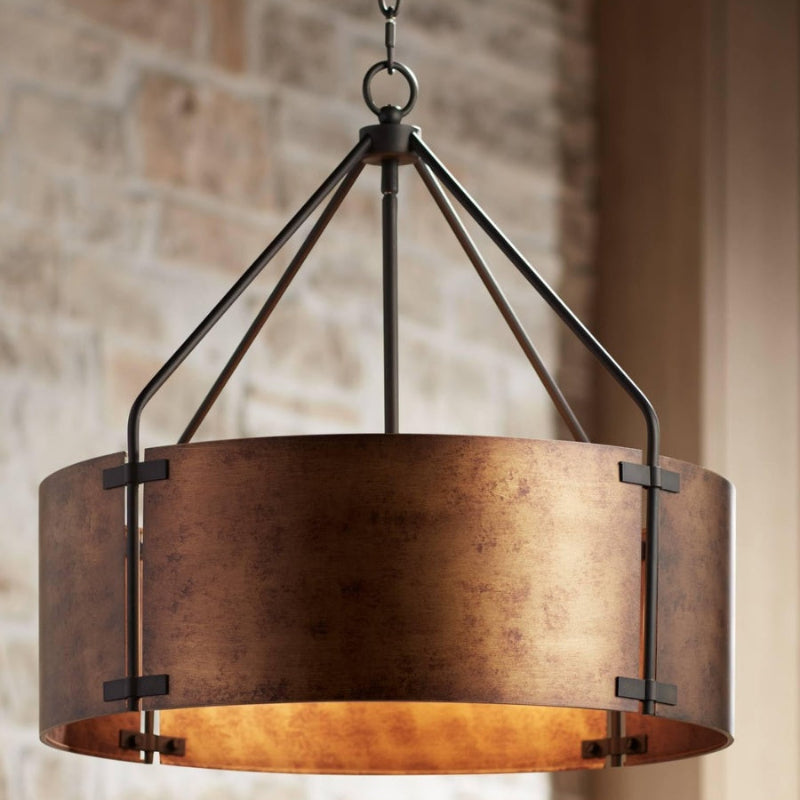 Drum Retro Industrial Hollow Design Pendant Light