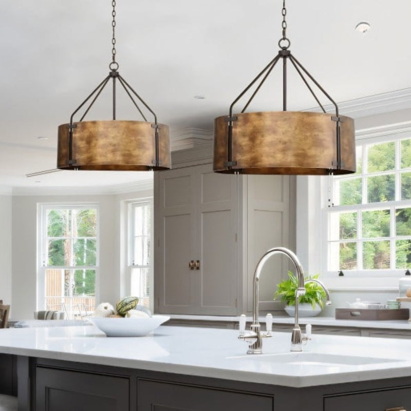 Drum Retro Industrial Hollow Design Pendant Light